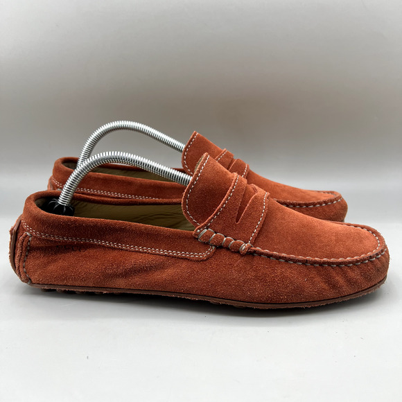 Ecco Dynamic Moc 2.0 Driving Loafers Men Size 8 8.5 Wide US, 42 EU Orange Suede - Picture 1 of 9